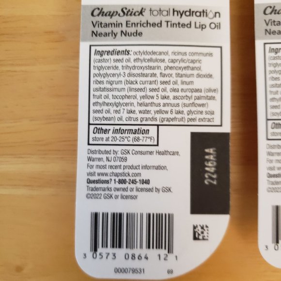 ChapStick Total Hydration Tinted Lip Oil - Nearly Nude (Set of 2) - Picture 3 of 4